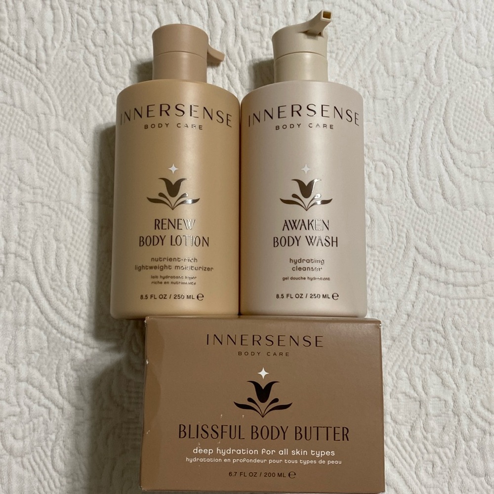 BNWT Innersense body butter, body lotion, and body wash from beauty heros